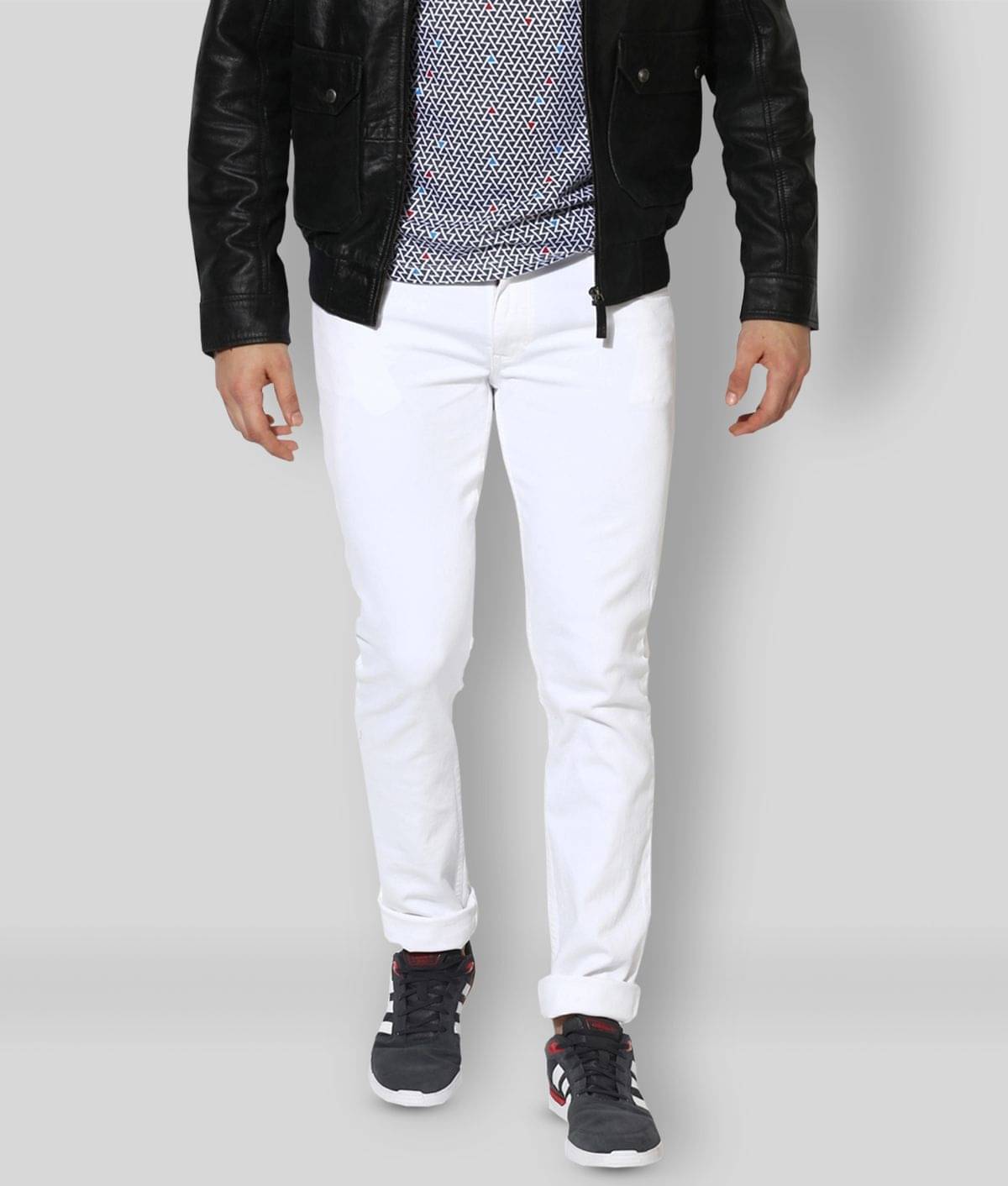 HALOGEN - White Cotton Blend Slim Fit Men's Jeans ( Pack of 1 ) HALOGEN - White Cotton Blend Slim Fit Men's Jeans ( Pack of 1 )