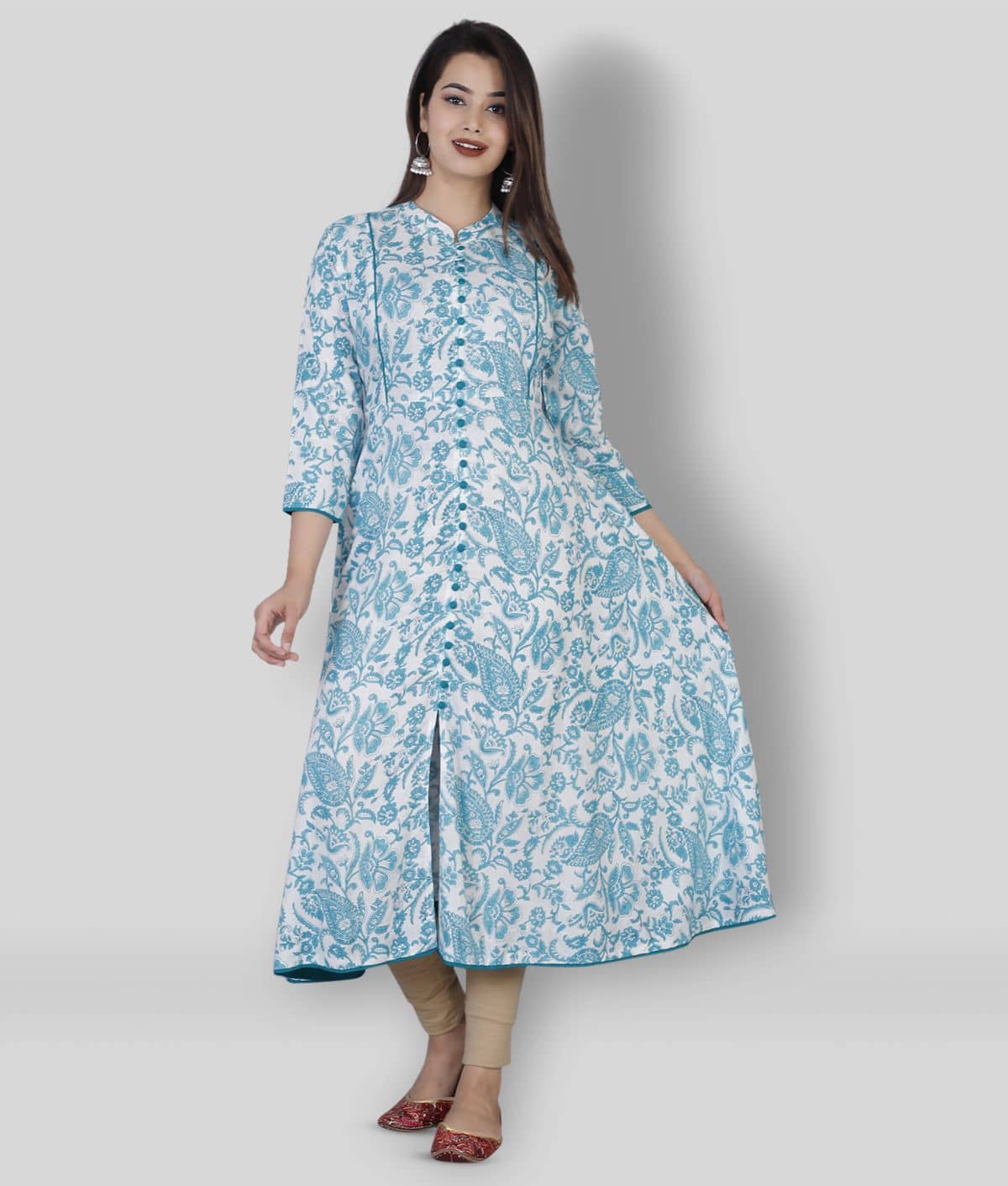 HIGHLIGHT FASHION EXPORT - Blue Rayon Women's Front Slit Kurti ( Pack of 1 ) - Kurtis, Tunics | Buy online on ZillyBuy