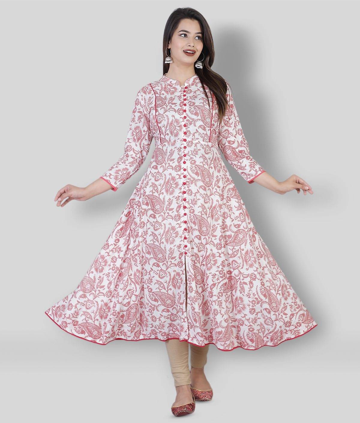     			HIGHLIGHT FASHION EXPORT - Pink Rayon Women's Front Slit Kurti ( Pack of 1 )