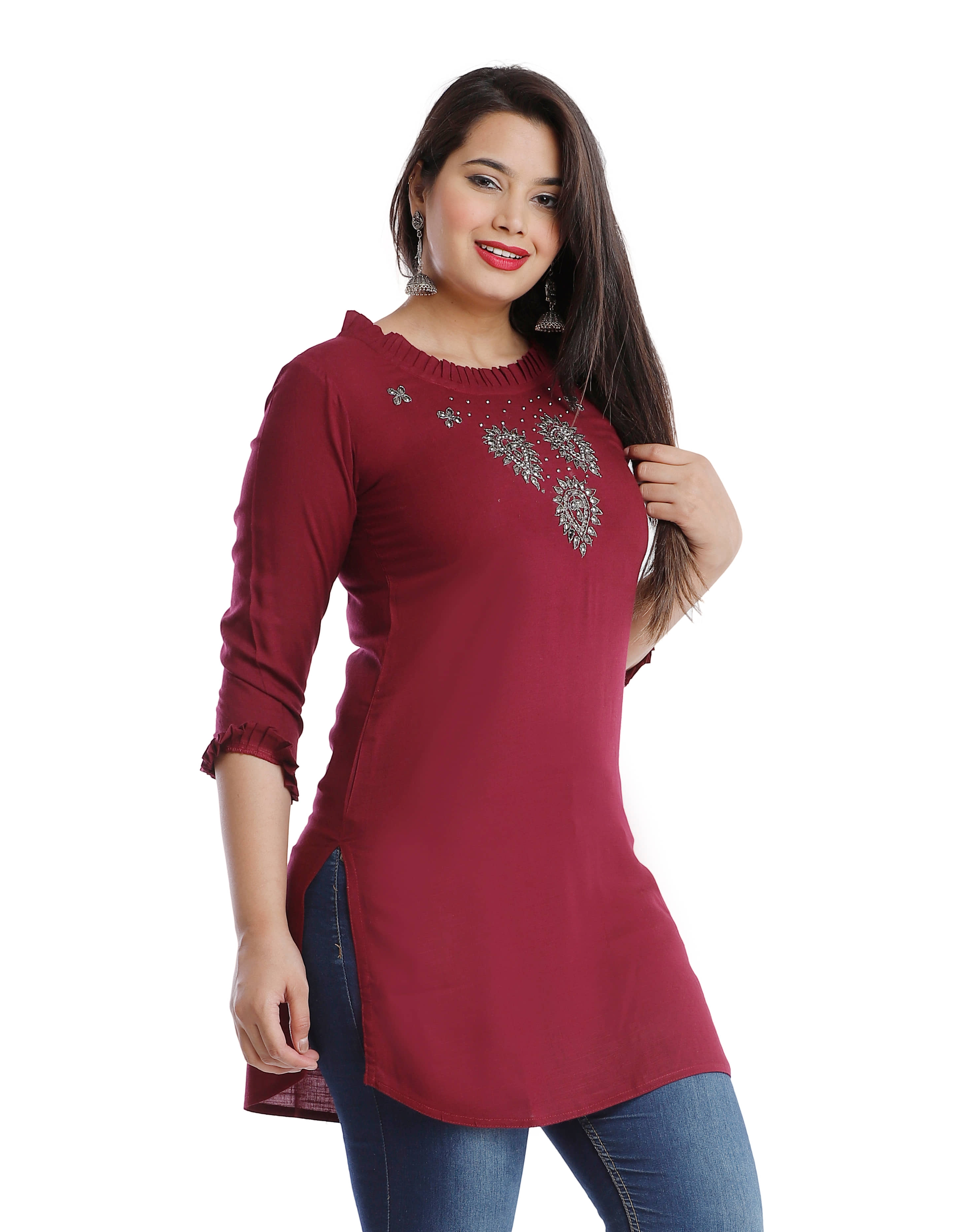Viscose Short Kurti For Women (Pack of 1) - Kurtis, Tunics | Buy online on ZillyBuy