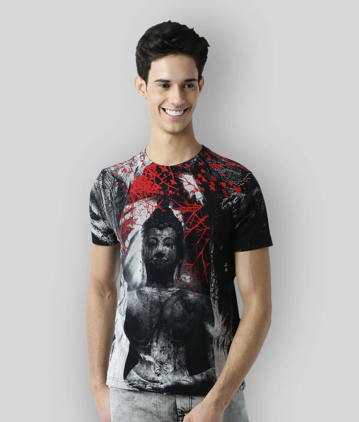 Huetrap Pack of 1 Cotton Regular Fit Men's T-Shirt ( Black )