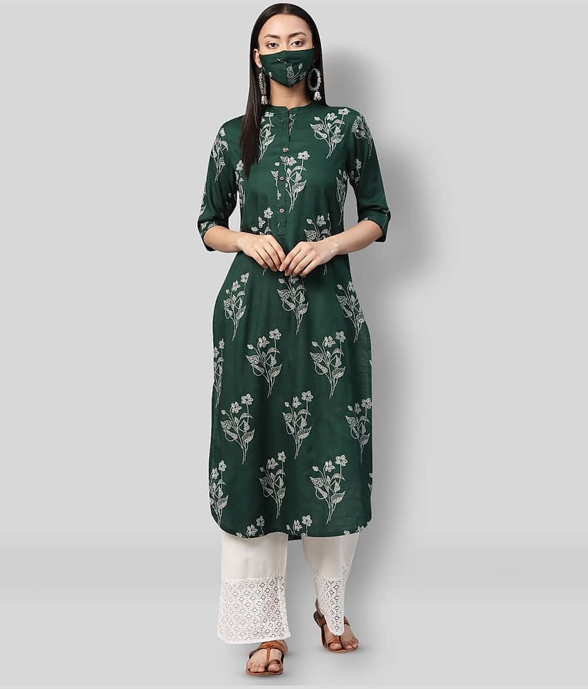 Juniper Rayon Printed Straight Women's Kurti - Green ( Pack of 1 ) - Kurtis, Tunics | Buy online on ZillyBuy