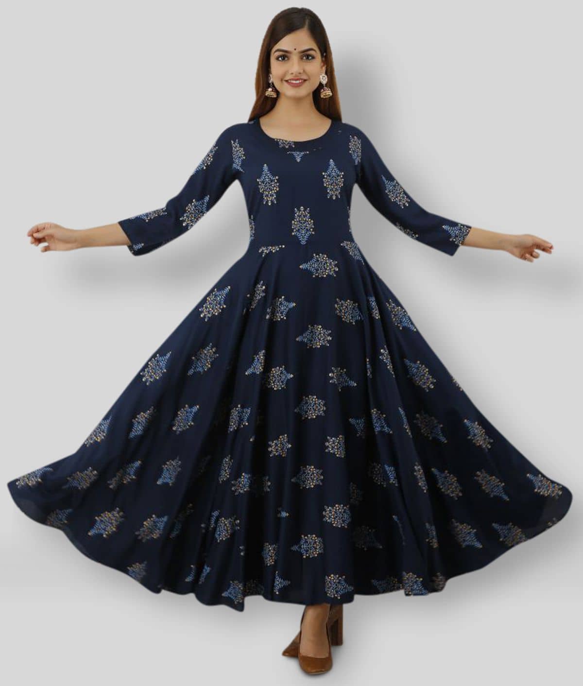 Lee Moda - Blue Rayon Women's Anarkali Kurti ( Pack of 1 ) - Kurtis, Tunics | Buy online on ZillyBuy