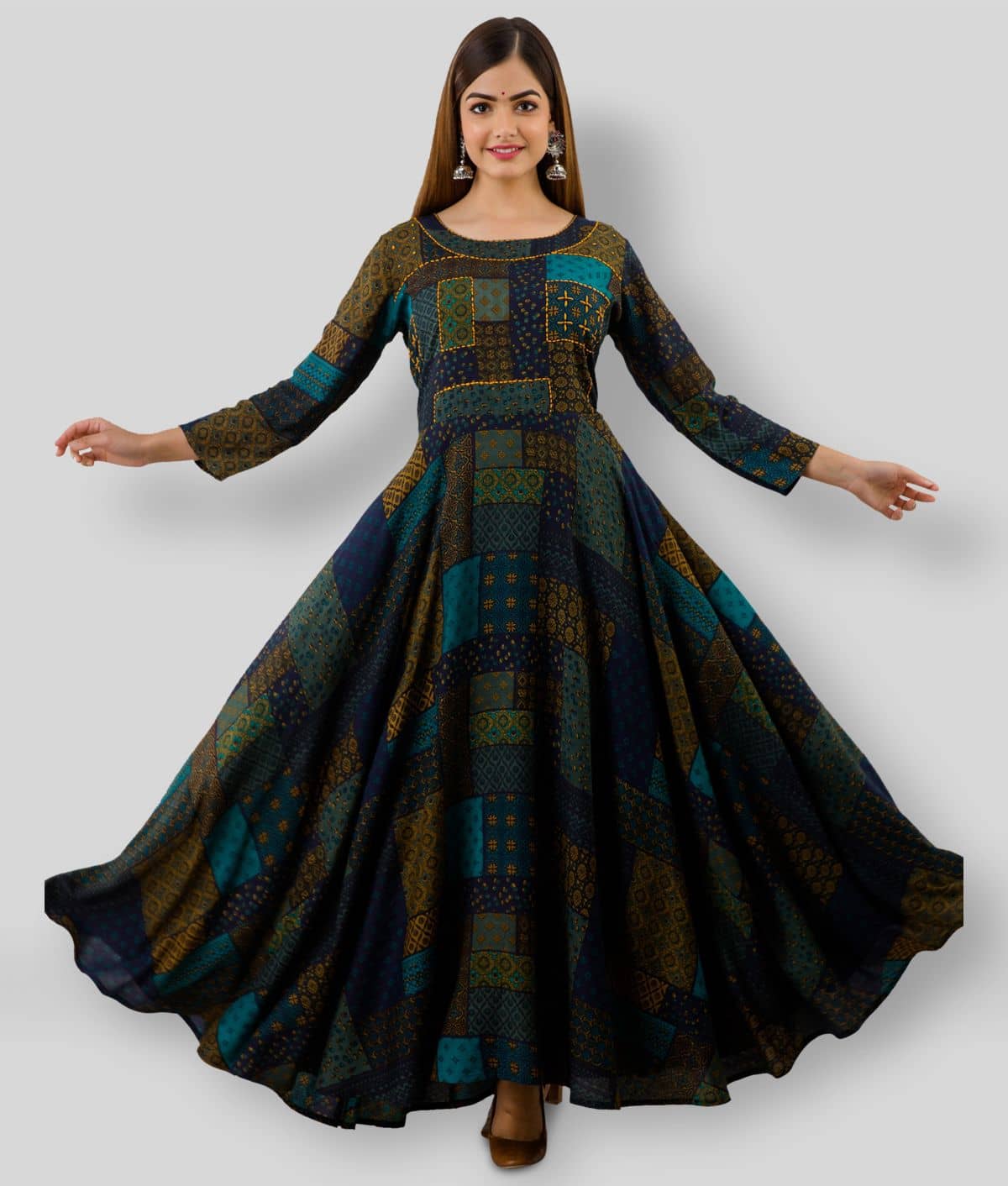 Lee Moda - Multicolor Rayon Women's Anarkali Kurti ( Pack of 1 ) - Kurtis, Tunics | Buy online on ZillyBuy