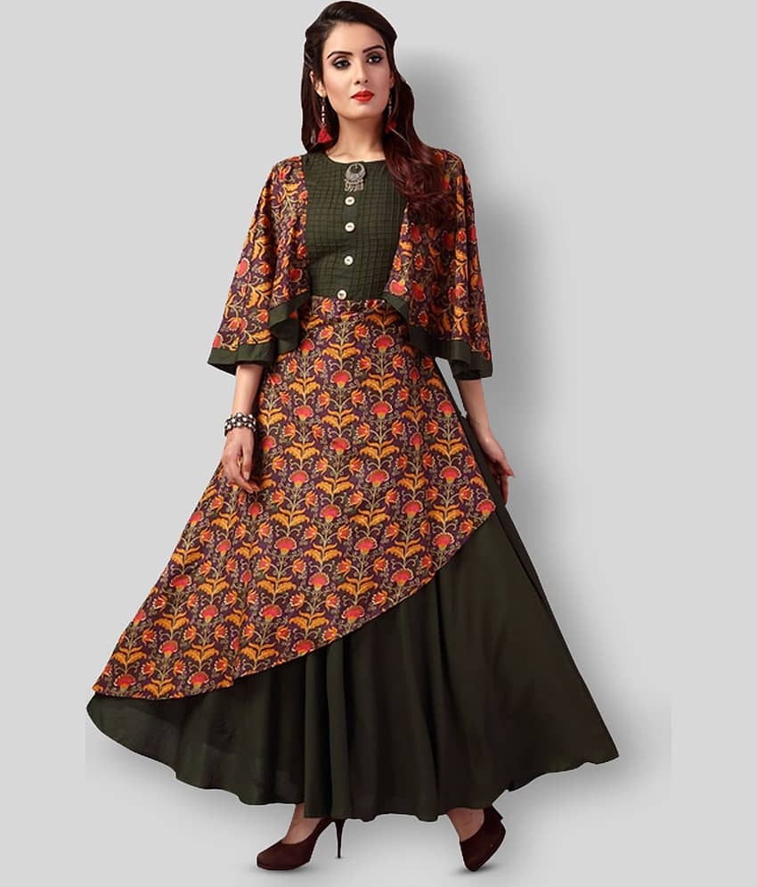 Madhuram Textiles - Multicolor Rayon Women's Double Layered Kurti ( Pack of 1 ) - Kurtis, Tunics | Buy online on ZillyBuy