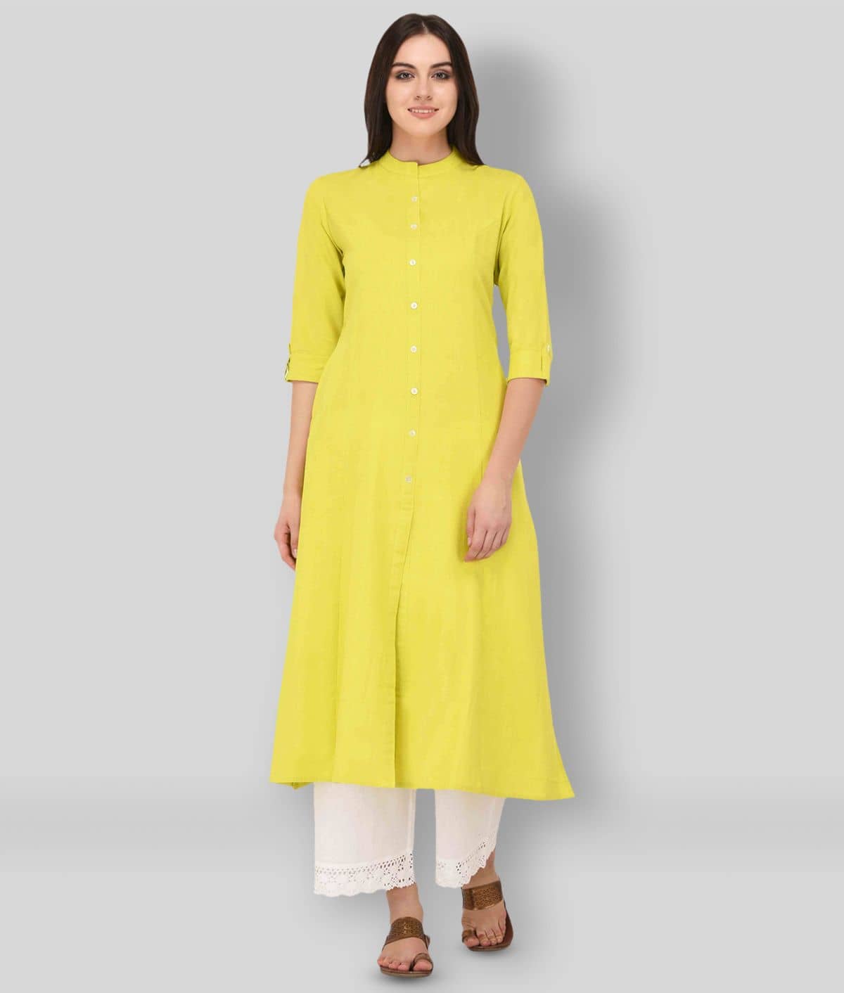 Pistaa - Green Cotton Women's Front Slit Kurti ( Pack of 1 ) - Kurtis, Tunics | Buy online on ZillyBuy
