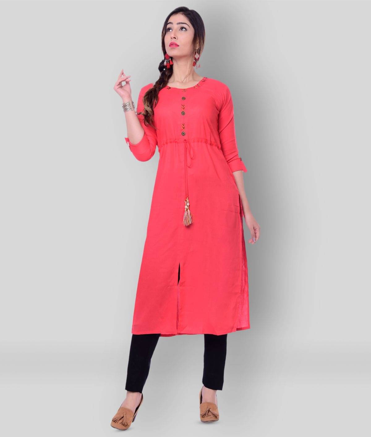 Vastranikhar - Pink Rayon Women's Front Slit Kurti ( Pack of 1 ) Vastranikhar - Pink Rayon Women's Front Slit Kurti ( Pack of 1 )