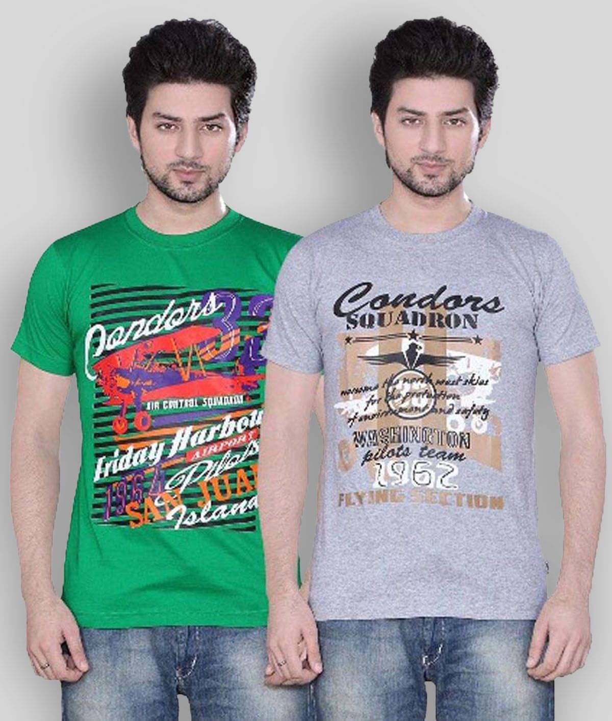     			Zebu Pack of 2 Cotton Regular Fit Men's T-Shirt ( Green )