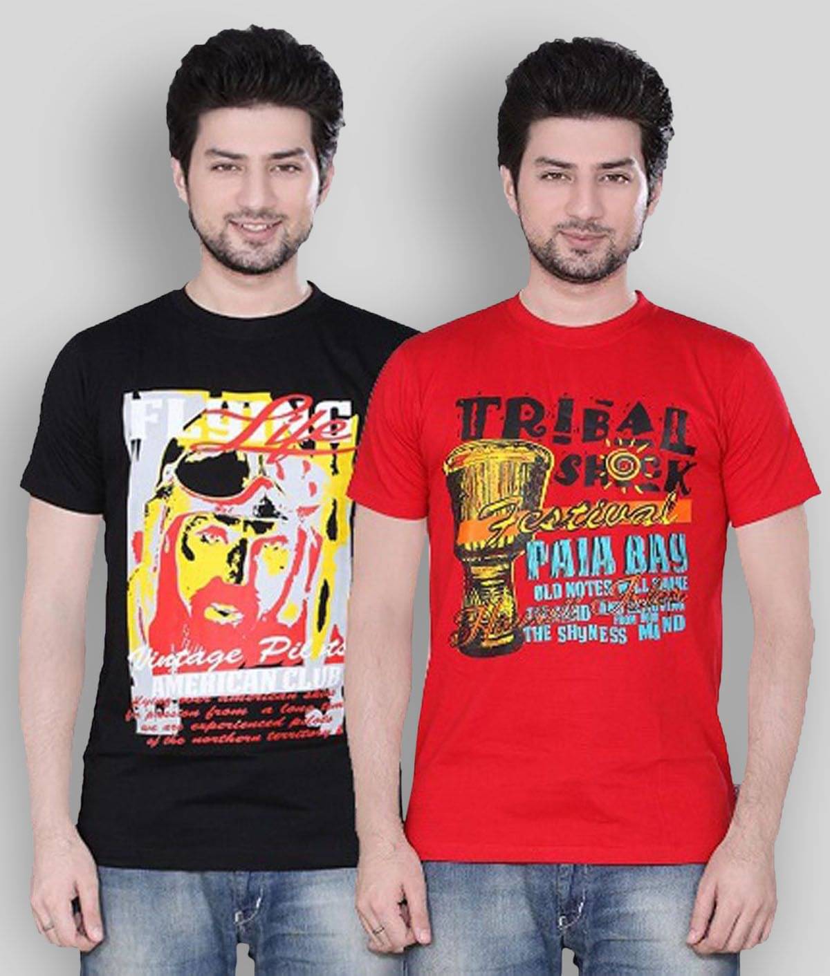     			Zebu Pack of 2 Cotton Regular Fit Men's T-Shirt ( Black )