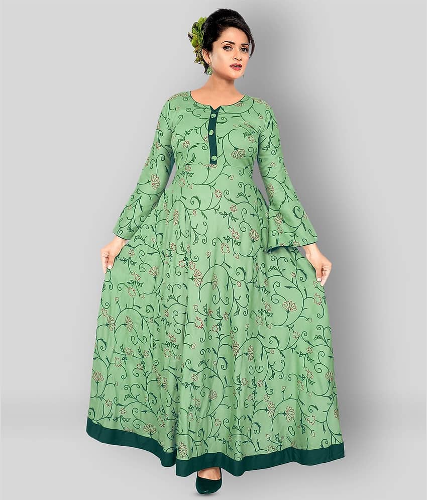 haya fashion - Green Rayon Women's Flared Kurti - Kurtis, Tunics | Buy online on ZillyBuy