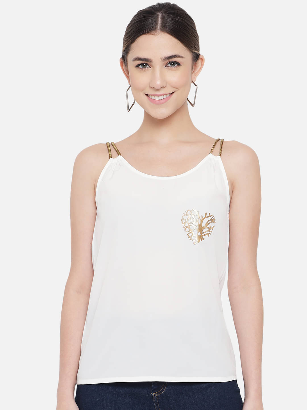 ALL WAYS YOU Women's Polyester Camisole Top ( White ) ALL WAYS YOU Women's Polyester Camisole Top ( White )