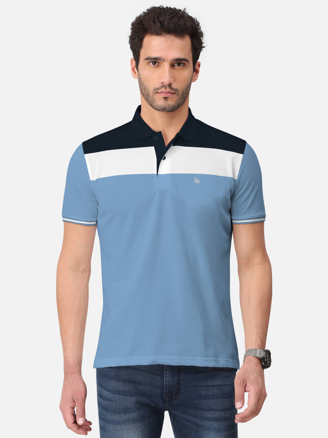     			BULLMER - Blue Cotton Blend Regular Fit Men's Polo T Shirt ( Pack of 1 )