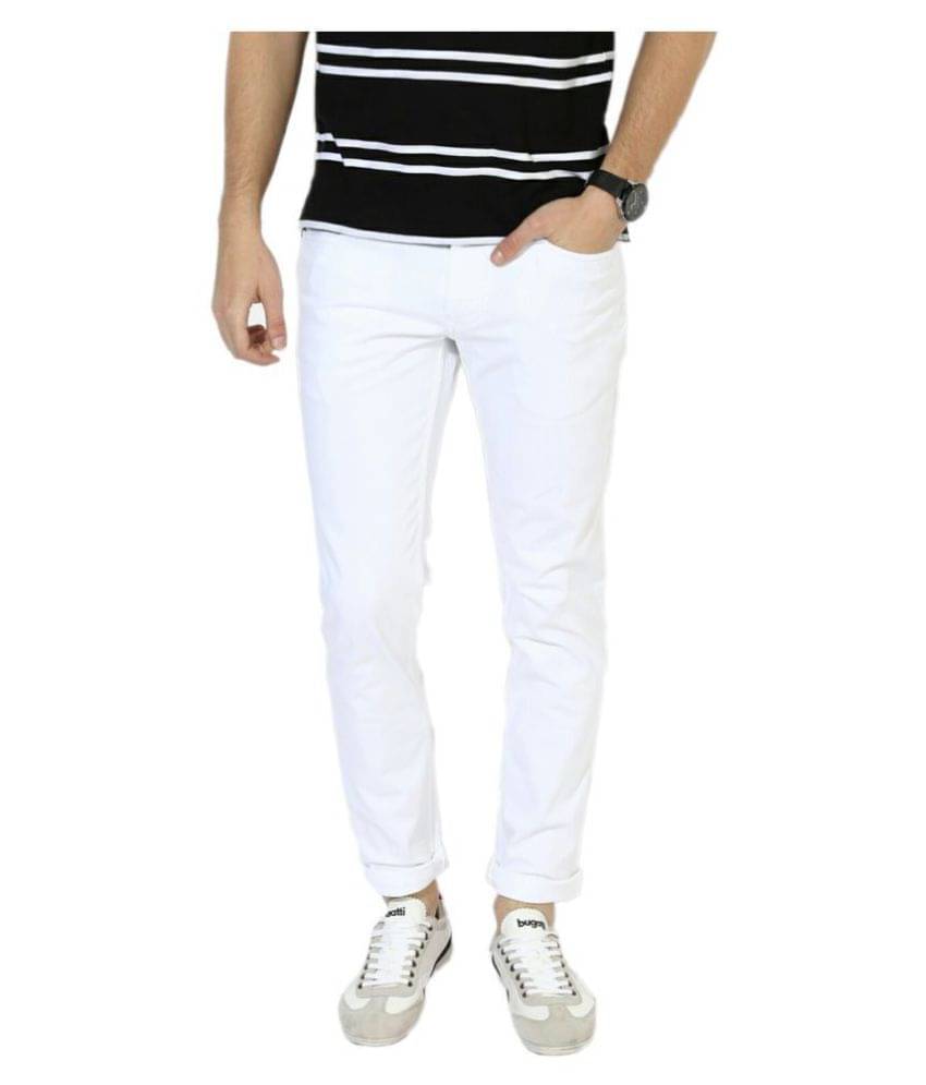    			Calcium - White Cotton Blend Slim Fit Men's Jeans ( Pack of 1 )
