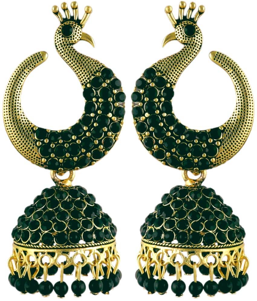 FASHION FRILL - Green Jhumki ( Pack of 1 ) - Earrings | Buy online on ZillyBuy