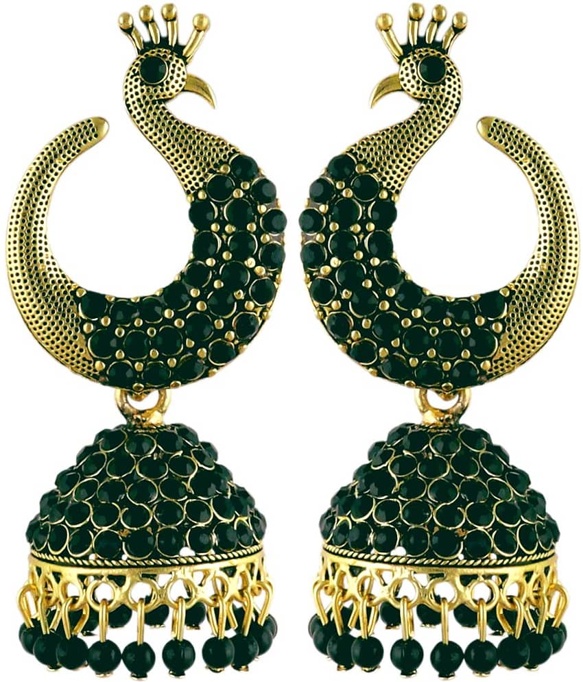 FASHION FRILL - Green Jhumki ( Pack of 1 ) - Earrings | Buy online on ZillyBuy