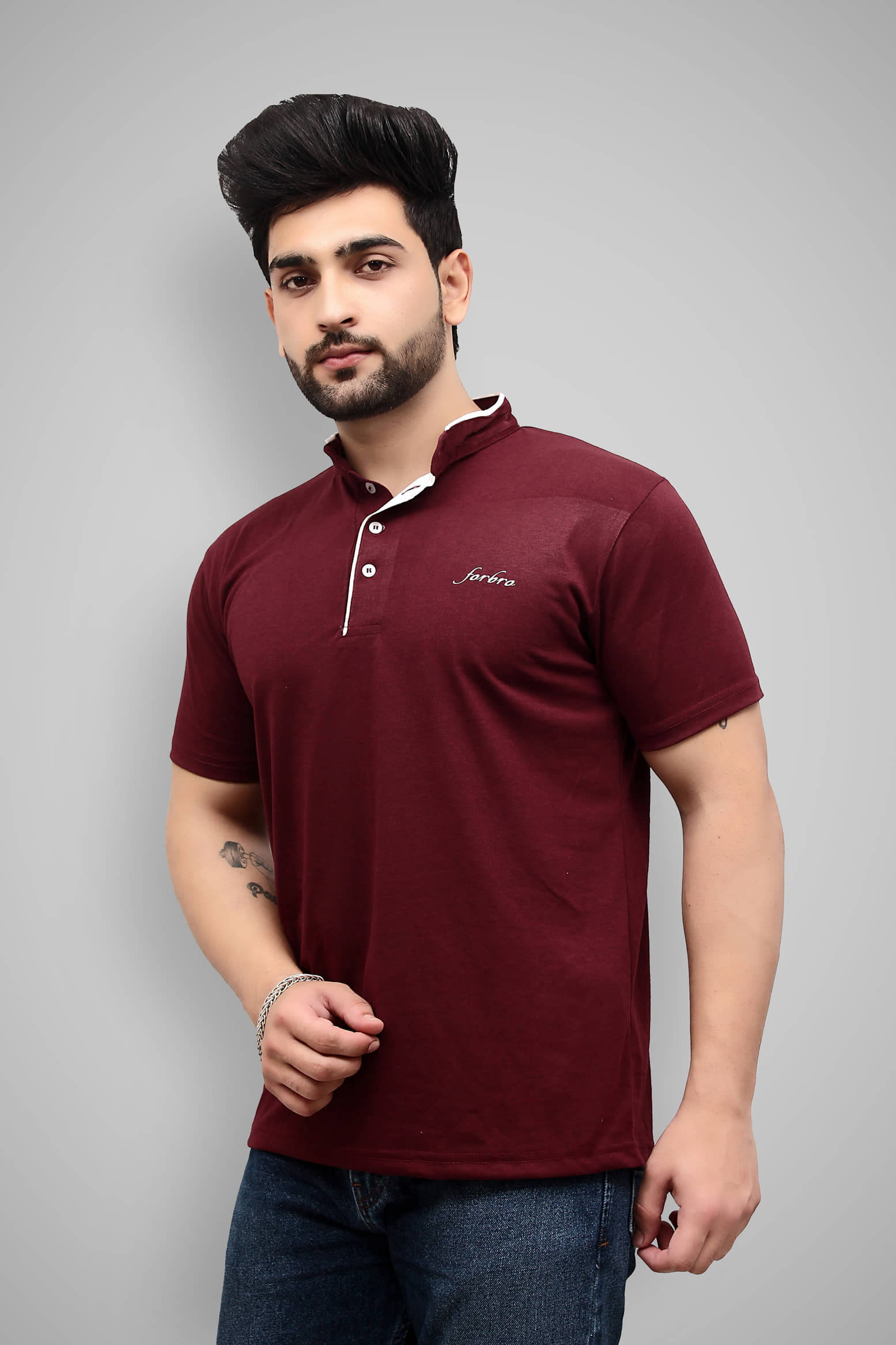 Forbro - Maroon Cotton Blend Regular Fit Men's T-Shirt ( Pack of 1 )