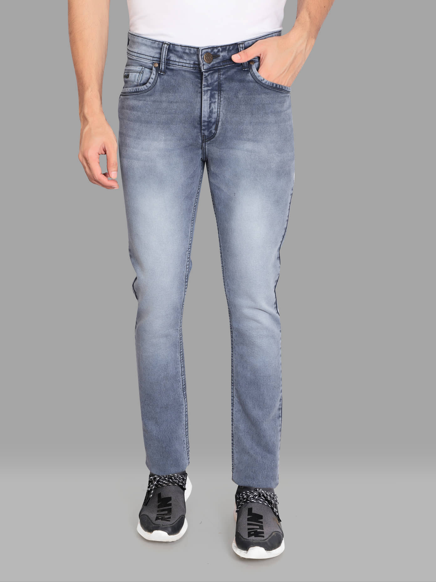 HJ HASASI - Grey 100% Cotton Slim Fit Men's Jeans ( Pack of 1 ) - Jeans | Buy online on ZillyBuy