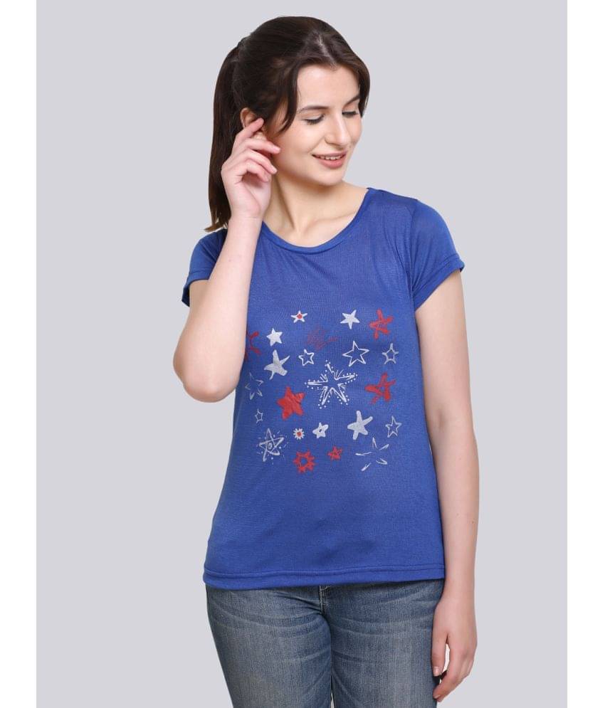 OBAAN Women Lycra Printed Regular Fit Round Neck T-Shirt ( Blue ) OBAAN Women Lycra Printed Regular Fit Round Neck T-Shirt ( Blue )