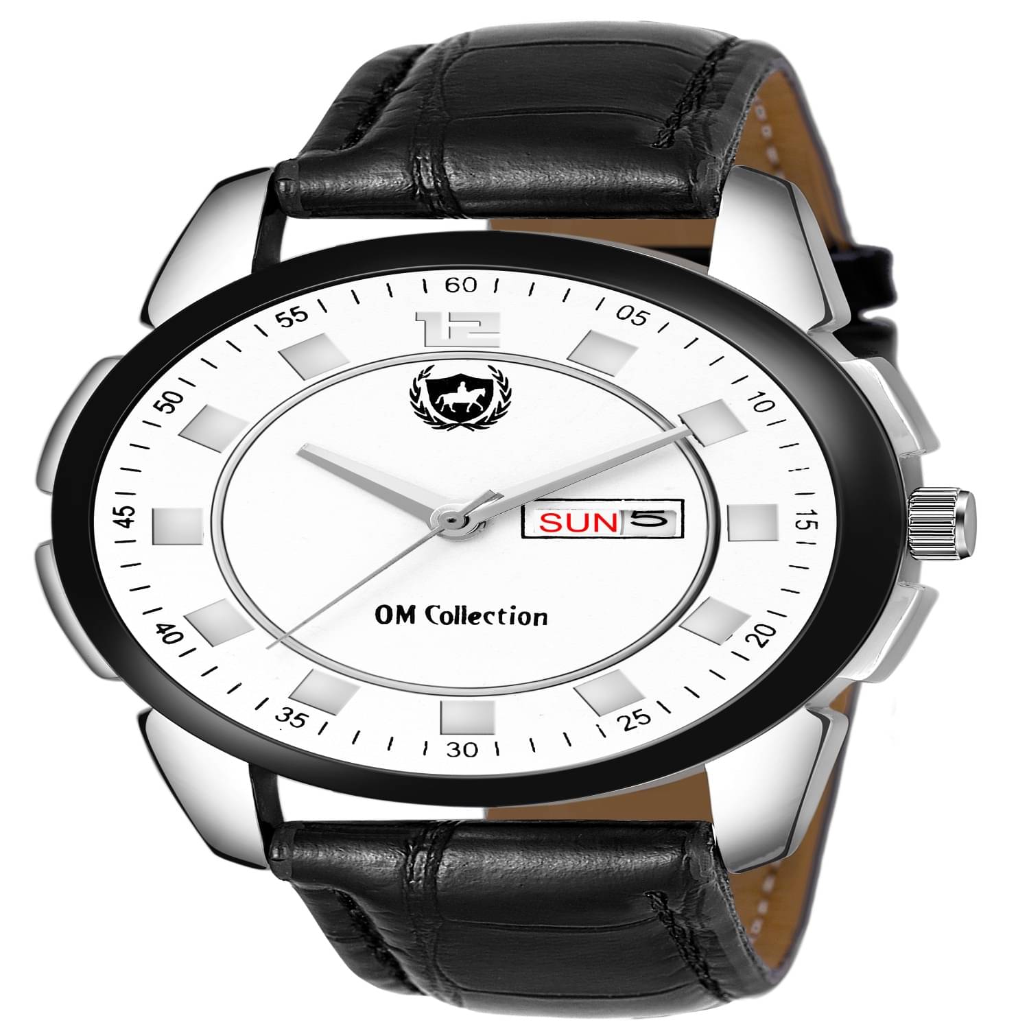     			Om Collection - Black Leather Analog Men's Watch