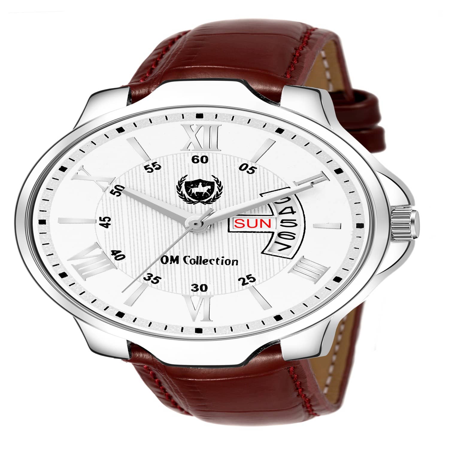Om Collection - Brown Leather Analog Men's Watch