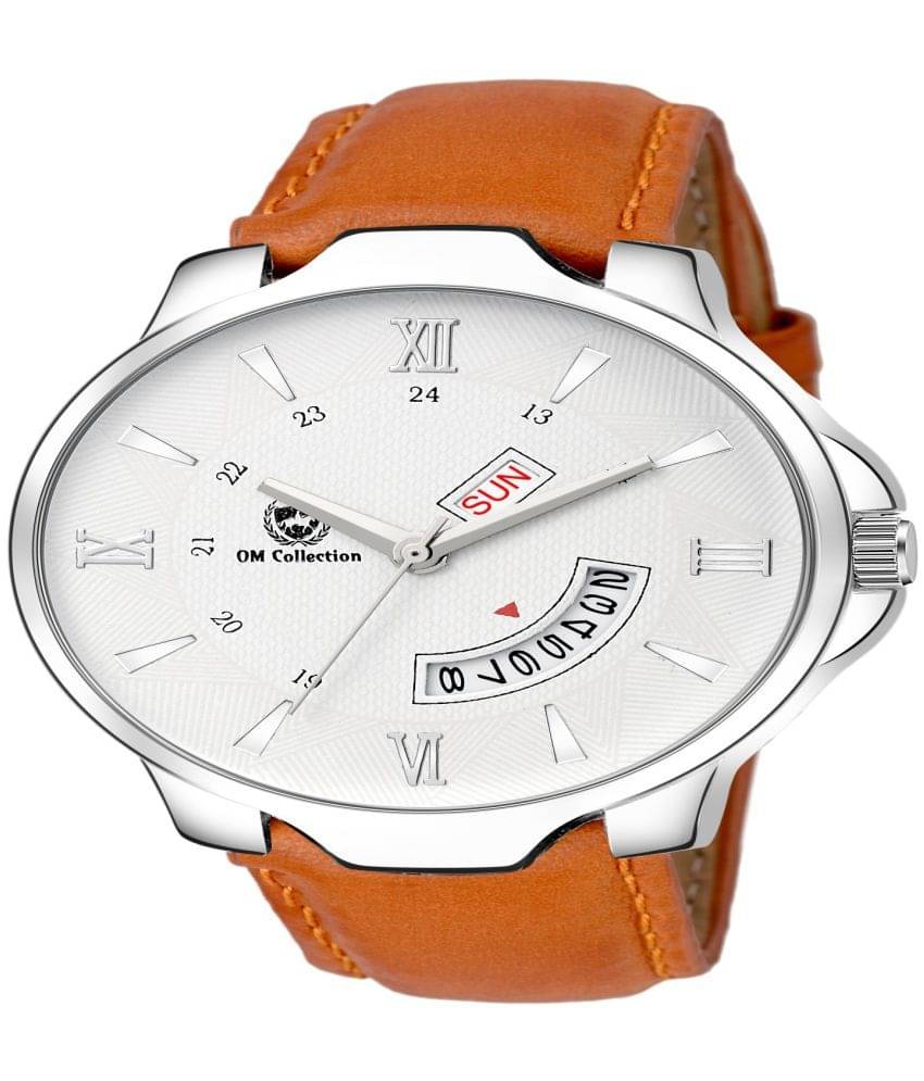     			Om Collection - Orange Leather Analog Men's Watch