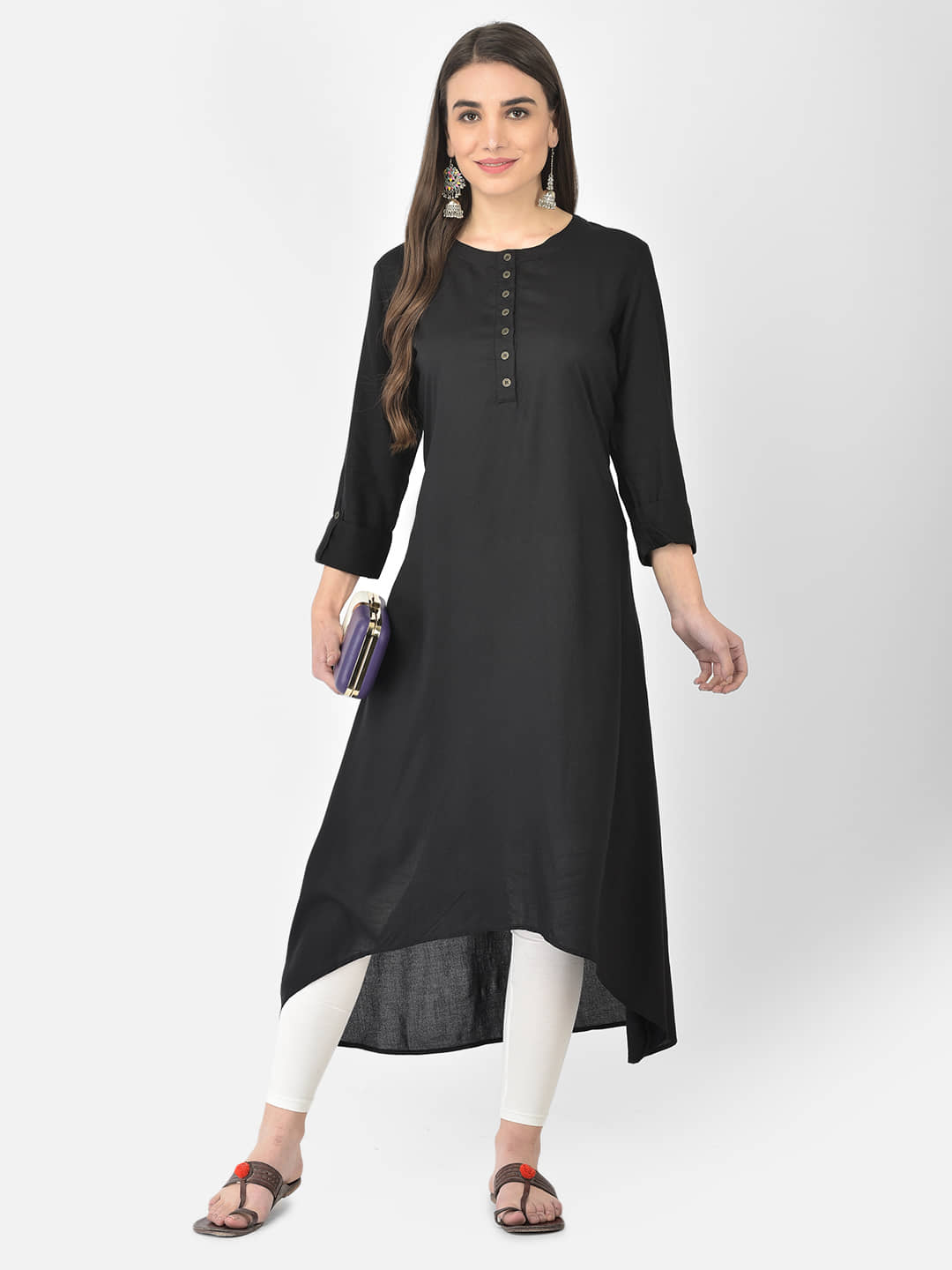 Pistaa - Black Viscose Women's Asymmetrical Kurti ( Pack of 1 ) - Kurtis, Tunics | Buy online on ZillyBuy