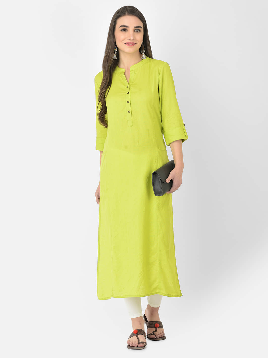 Pistaa - Green Cotton Blend Women's Straight Kurti ( Pack of 1 ) - Kurtis, Tunics | Buy online on ZillyBuy