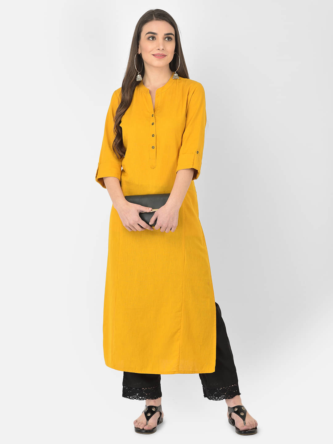 Pistaa - Yellow Cotton Blend Women's Straight Kurti ( Pack of 1 )     			Pistaa - Yellow Cotton Blend Women's Straight Kurti ( Pack of 1 )