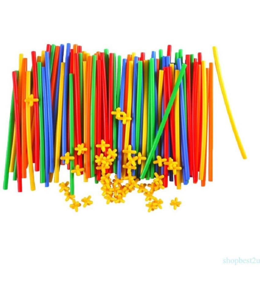 Villy Plastic Brick Set 4D Space Children Intelligence Plastic Pipe Blocks Building Toys Straws(50pcs) and connectors(50pcs) (4D Bricks)