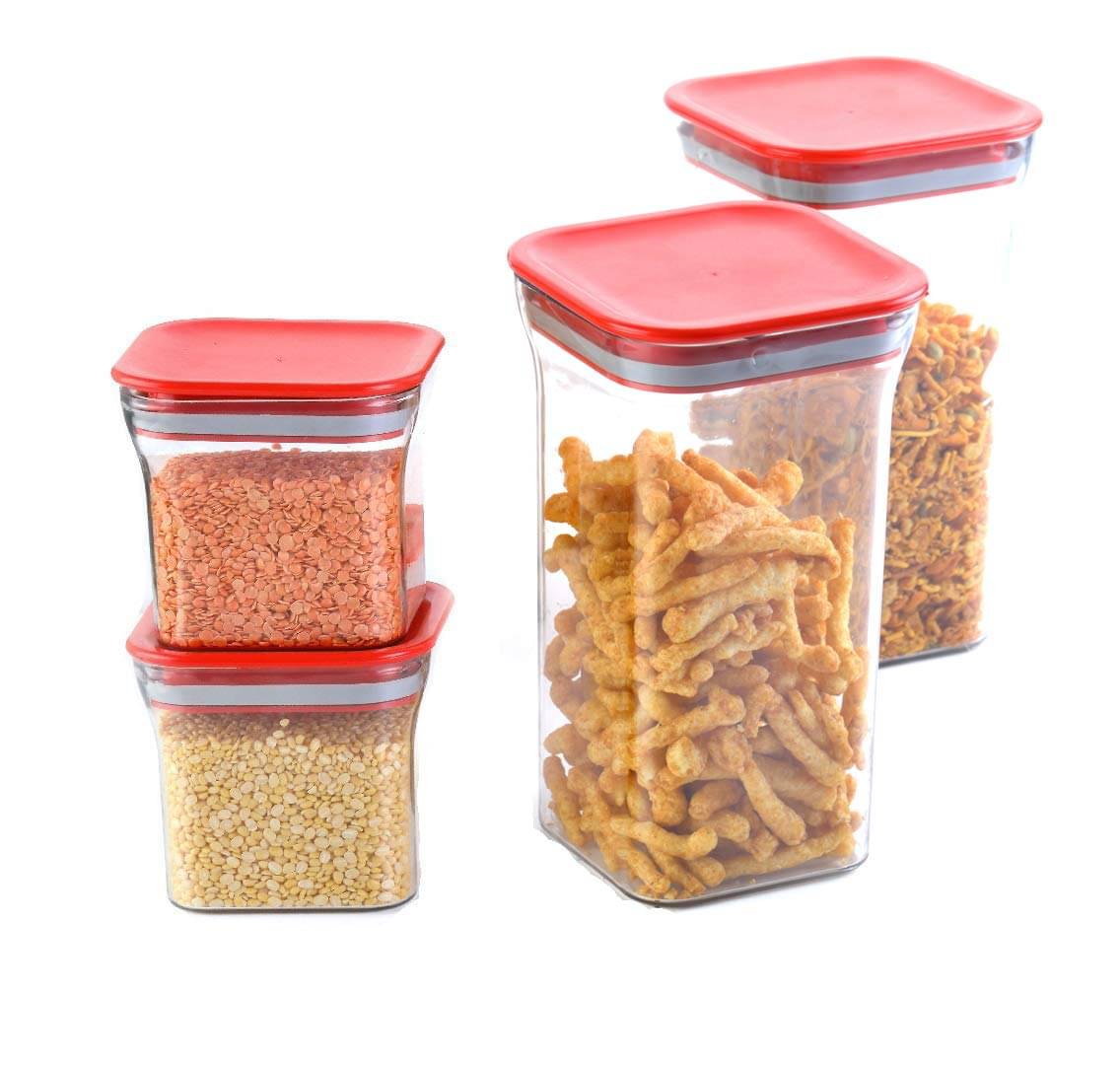 Analog Kitchenware - Red Polyproplene Food Container ( Pack of 4 ) Analog Kitchenware - Red Polyproplene Food Container ( Pack of 4 )
