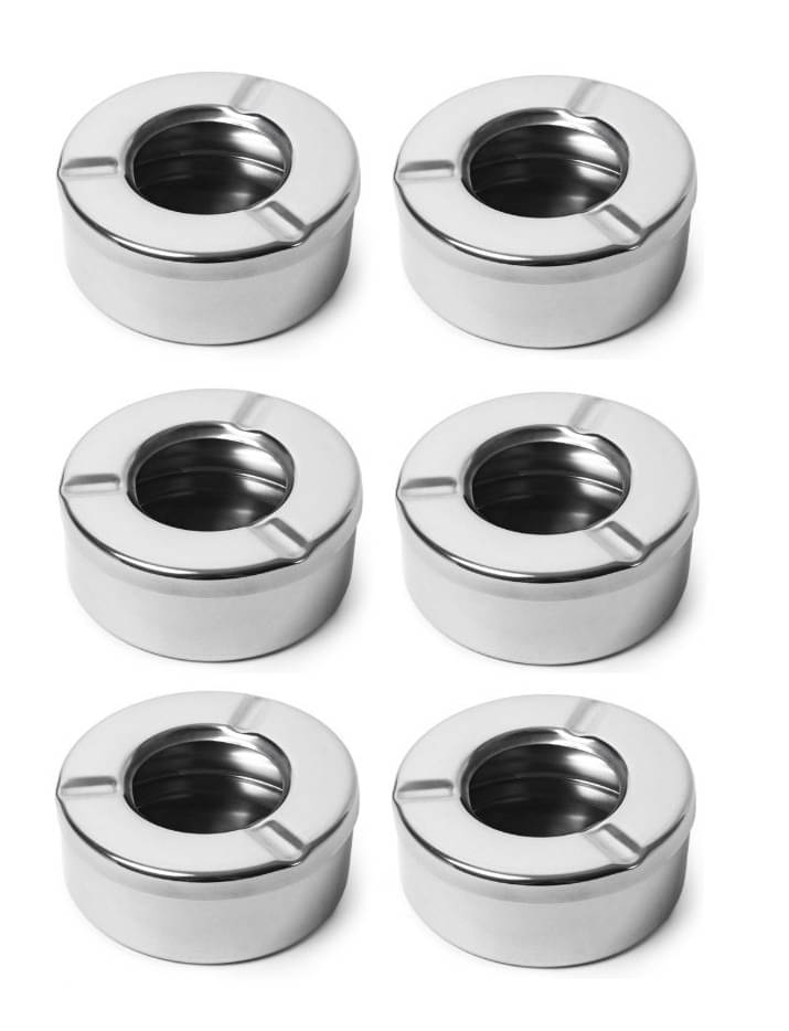     			Dynore Stainless Steel Lid Ash Tray- Set of 6
