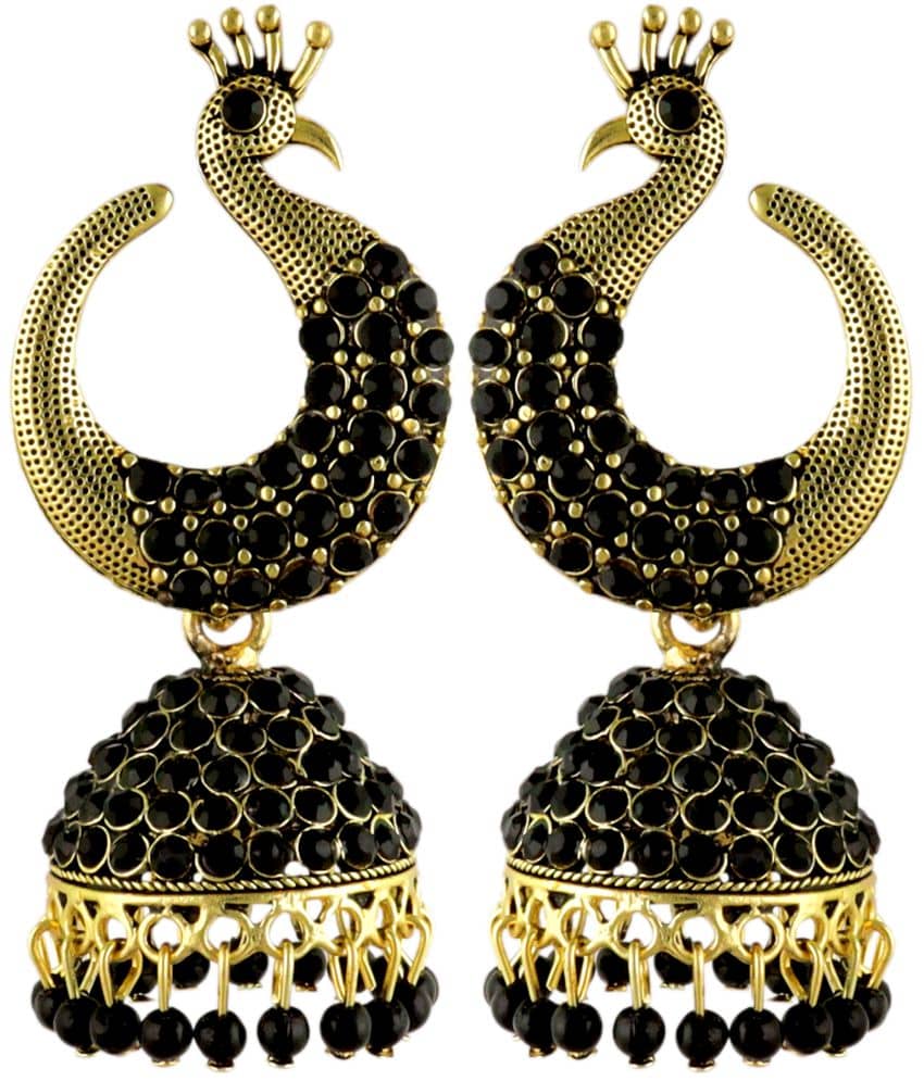 FASHION FRILL - Black Jhumki ( Pack of 1 ) - Earrings | Buy online on ZillyBuy