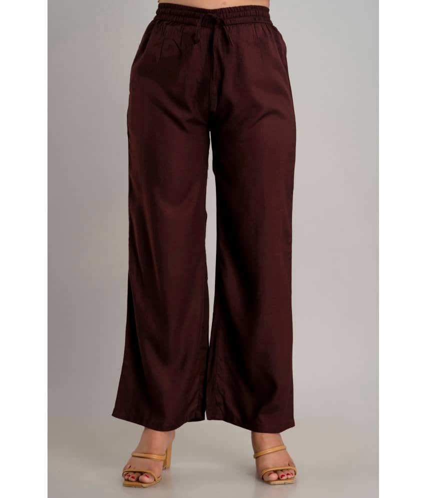 MAUKA - Brown Rayon Wide leg Women's Palazzos ( Pack of 1 )