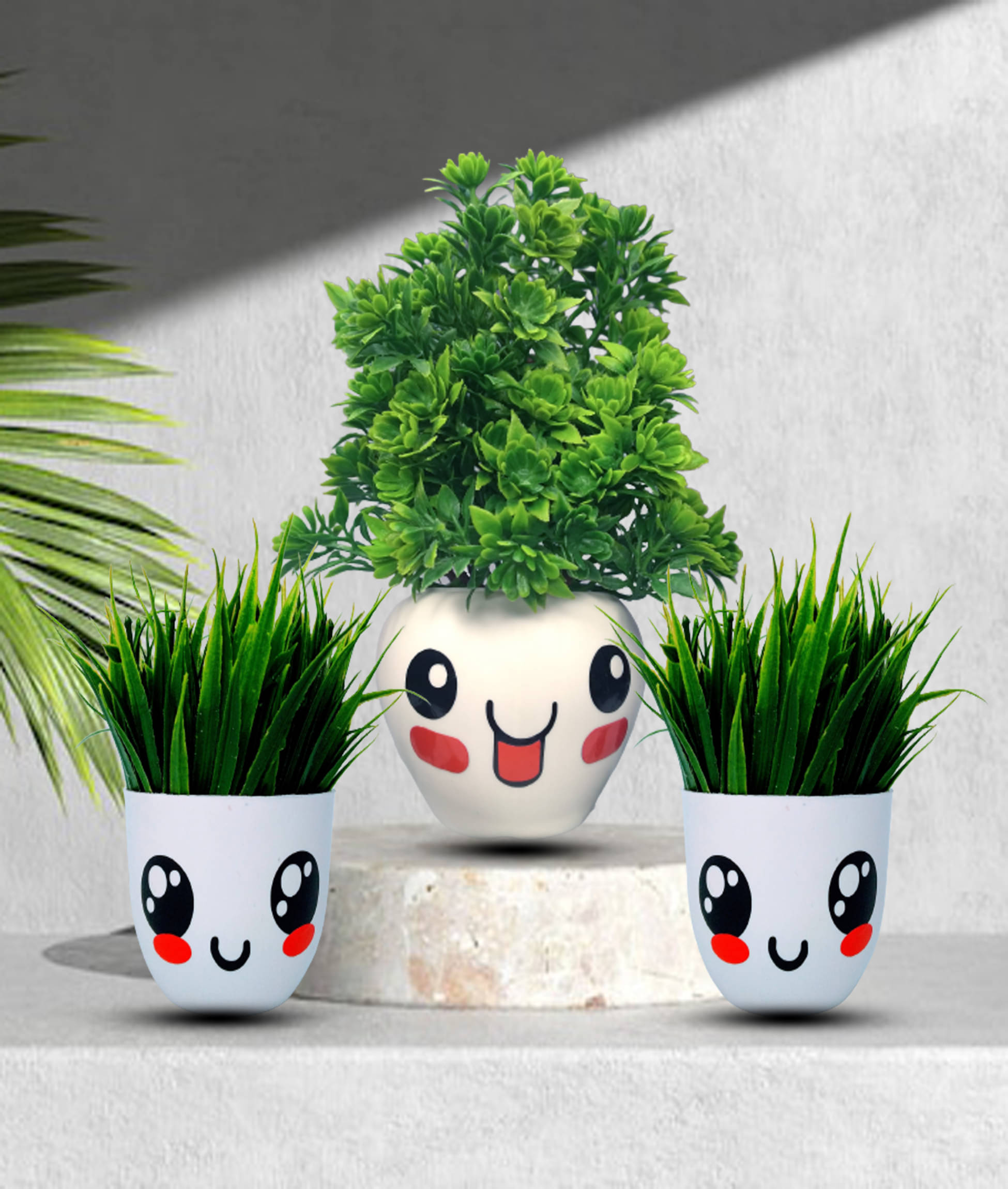     			Neki Wild Plant Green Artificial Plants Bunch Plastic - Pack of 3