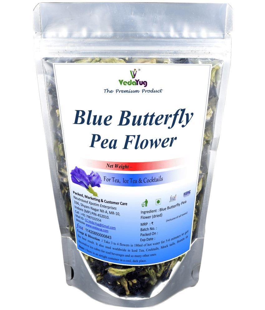 VY VedaYug Dried Butterfly Pea Flower Tea Loose Leaf 100 gm     			VY VedaYug Dried Butterfly Pea Flower Tea Loose Leaf 100 gm