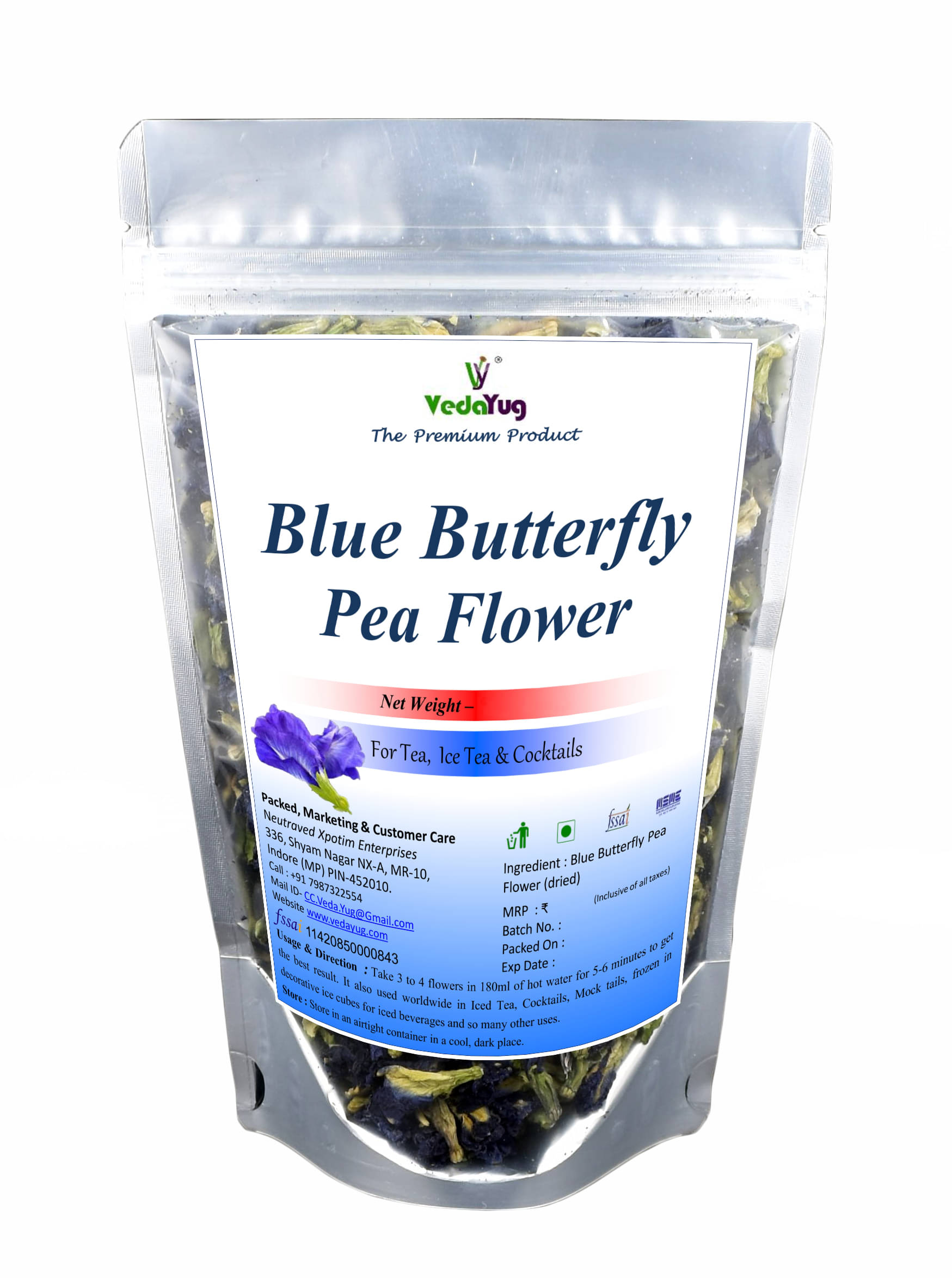     			VY VedaYug Dried Butterfly Pea Flower Tea Loose Leaf 40 gm