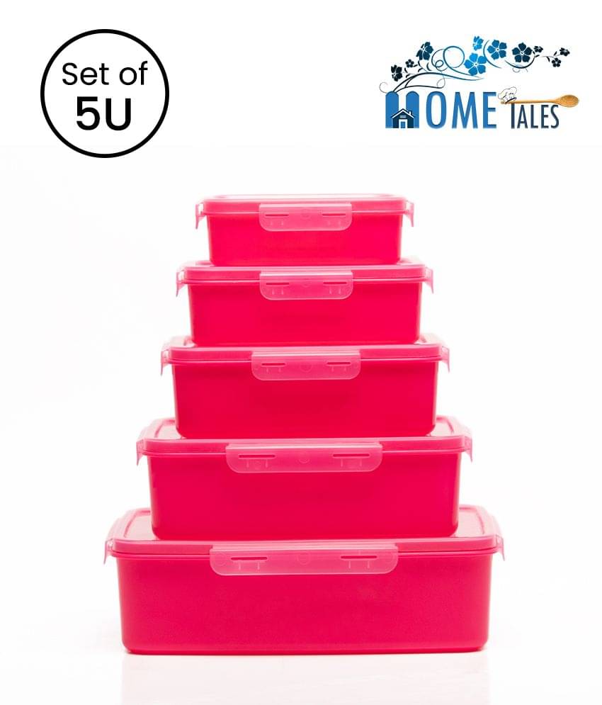     			Plastic Multi-Purpose Rectangle Food Container 3000ml, 2000ml, 1000ml, 650ml, 330ml, Pink (5U)