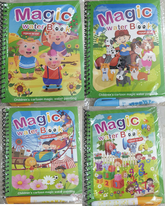 Childrens Cartoon Magic Water Painting Books - Water Magic Books - Set of 4 Books - Stationery | Buy online on ZillyBuy