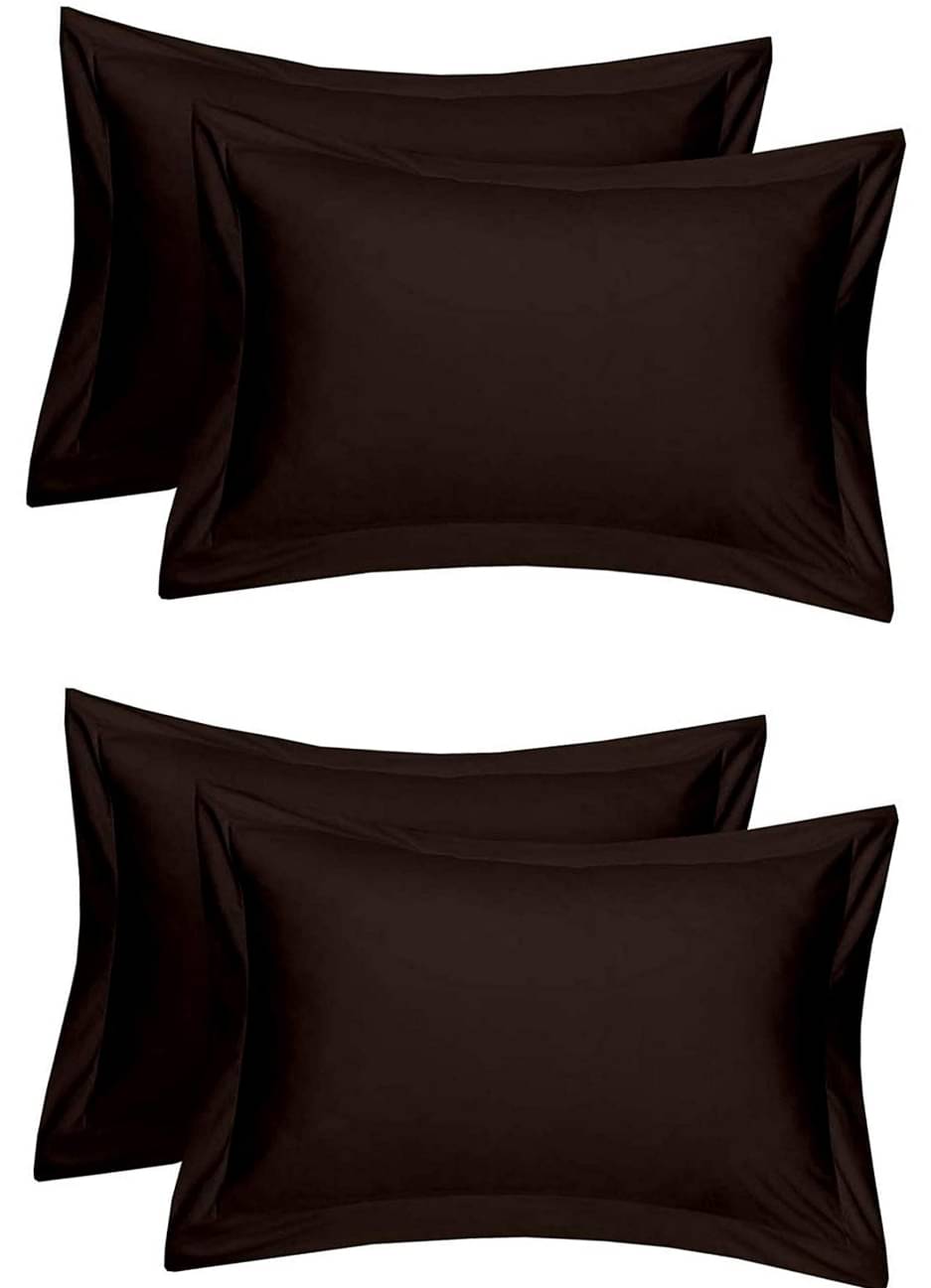     			MAHALUXMI COLLECTION Pack of 4 Brown Pillow Cover