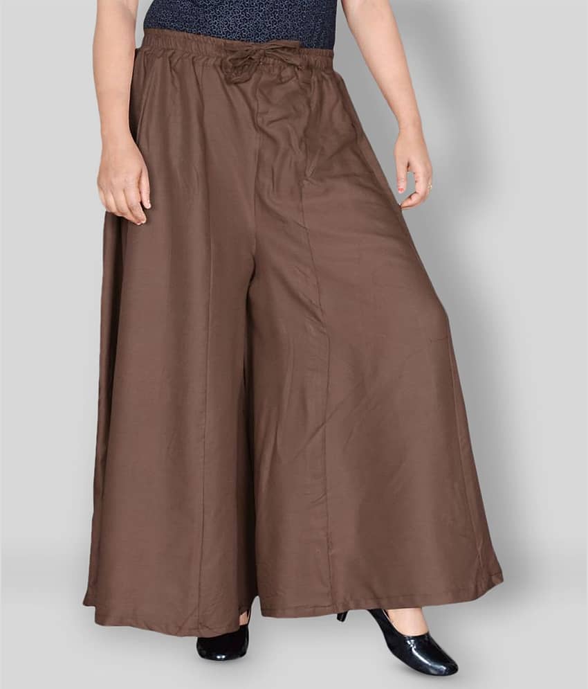 Sttoffa - Brown Rayon Flared Women's Palazzos ( Pack of 1 ) - Palazzos | Buy online on ZillyBuy