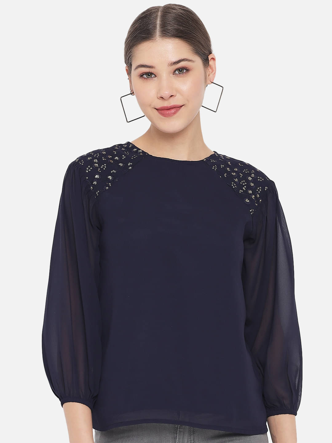 ALL WAYS YOU - Blue Polyester Women's Empire Top ( Pack of 1 ) ALL WAYS YOU - Blue Polyester Women's Empire Top ( Pack of 1 )