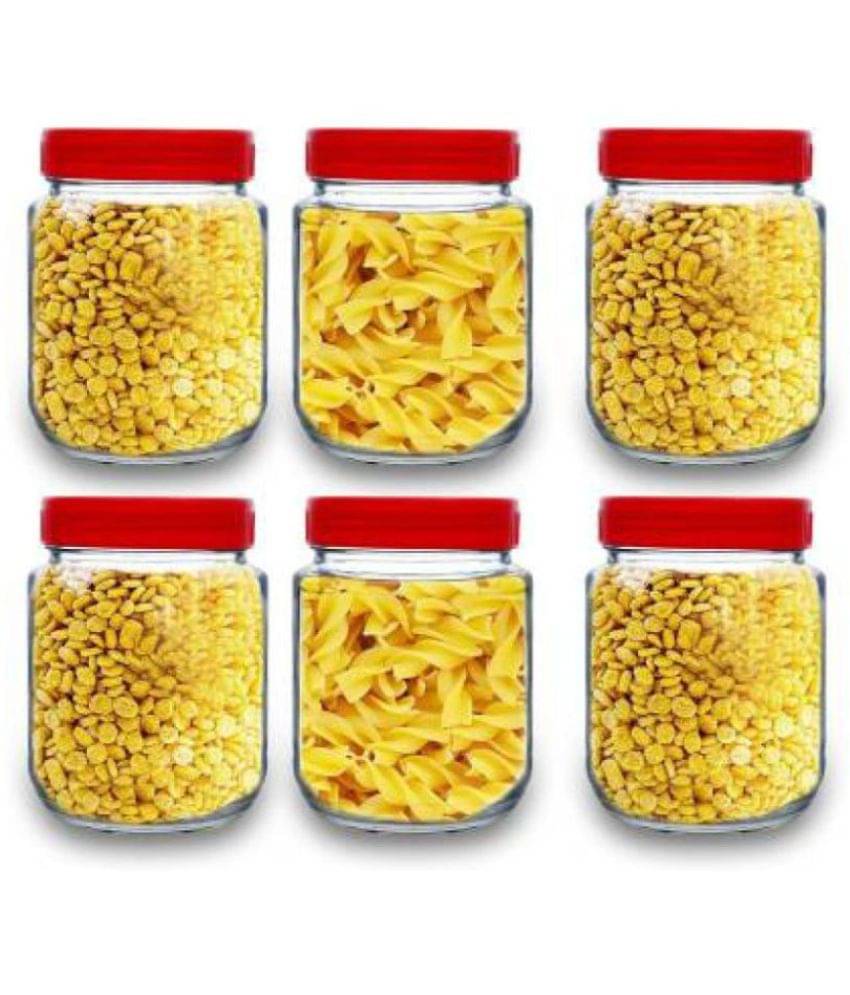     			CROCO JAR - Transparent Glass Spice Container ( Pack of 6 )