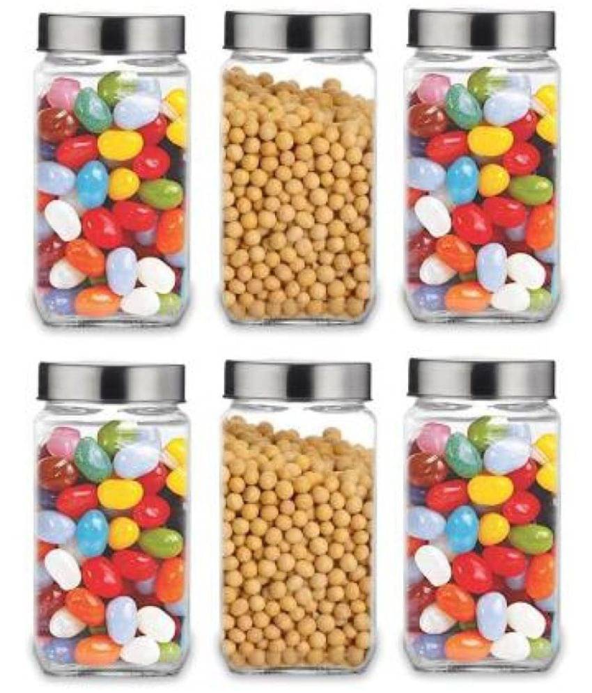     			CROCO JAR Glass Transparent Spice Container ( Set of 6 )