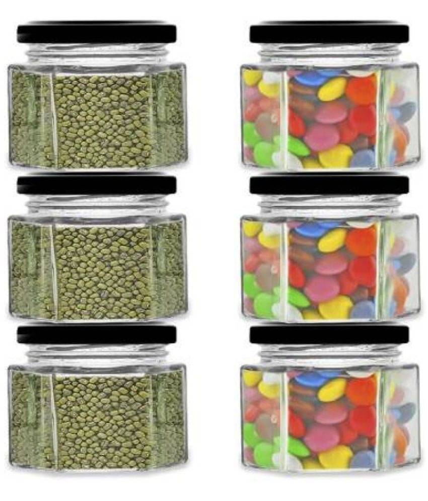     			CROCO JAR Glass Transparent Spice Container ( Set of 6 )