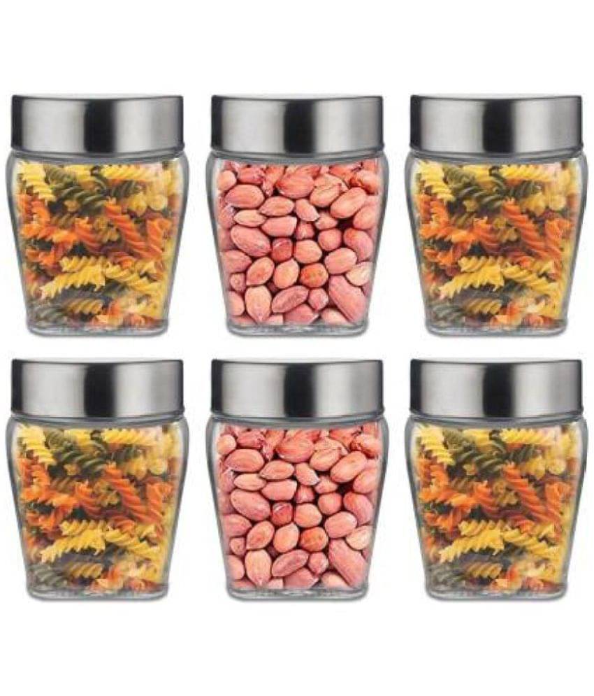     			CROCO JAR - Transparent Glass Spice Container ( Pack of 6 )