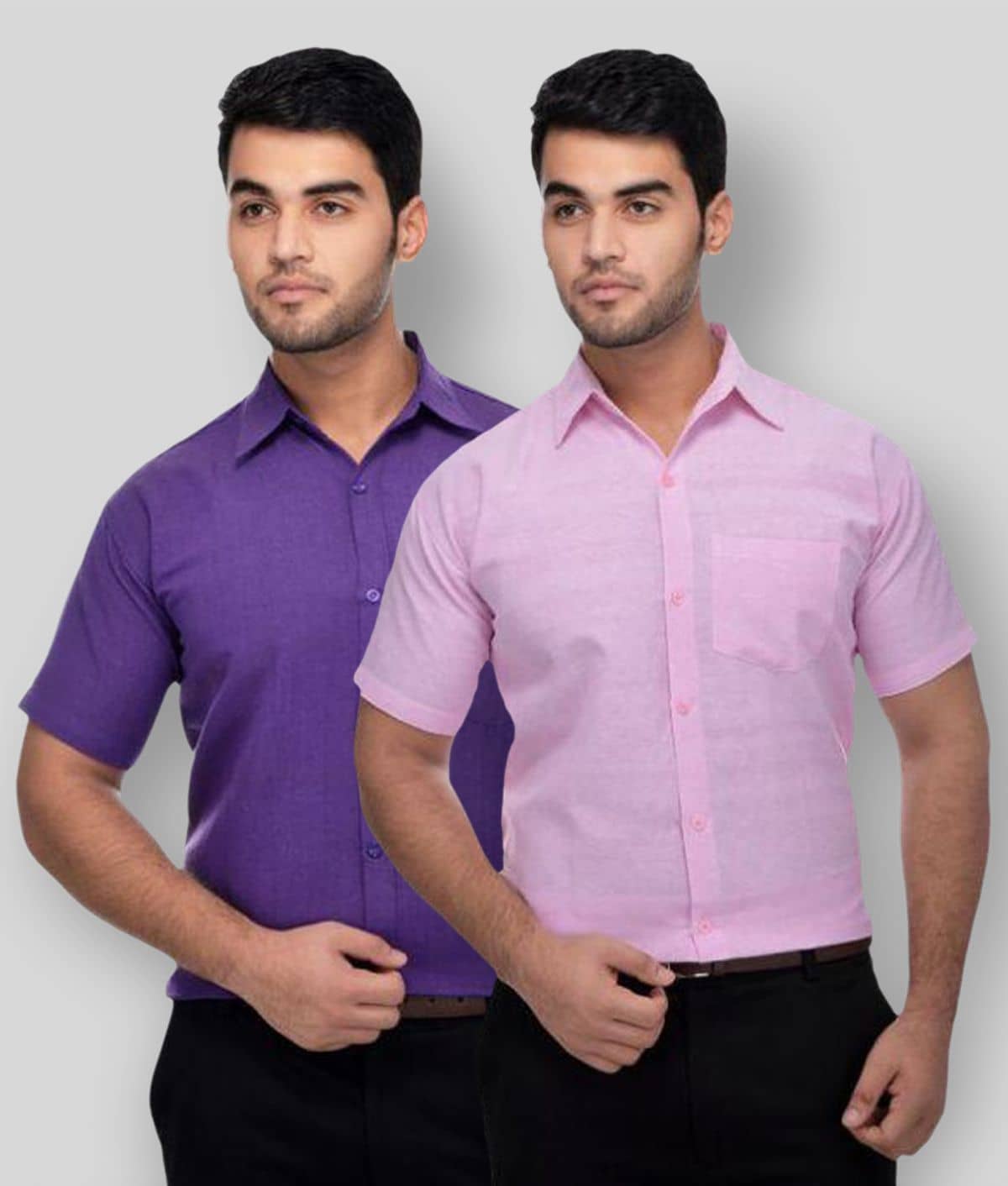 DESHBANDHU DBK - Multicolor Cotton Regular Fit Men's Formal Shirt (Pack of 2)