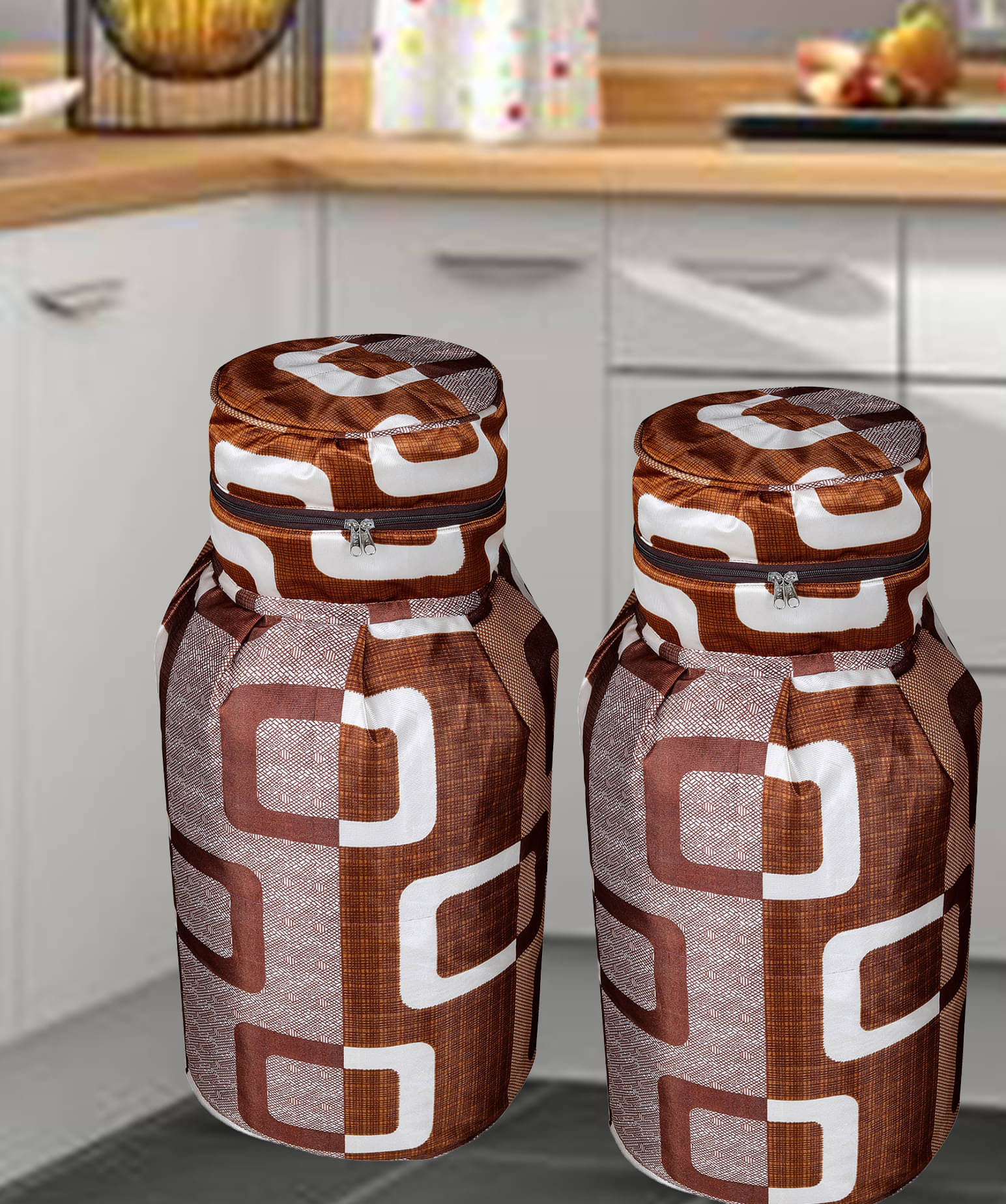 E-Retailer Set of 2 Polyester Brown Cylinder Cover E-Retailer Set of 2 Polyester Brown Cylinder Cover