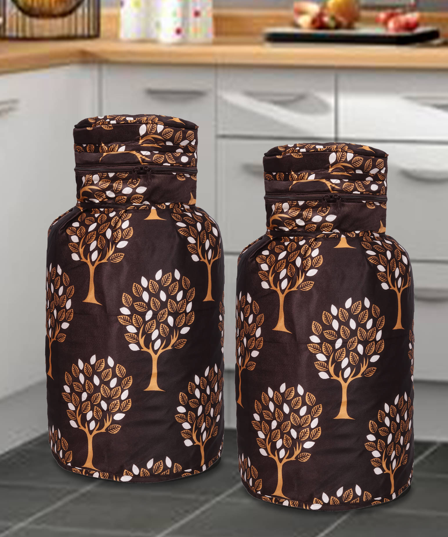 E-Retailer Set of 2 Polyester Brown Cylinder Cover E-Retailer Set of 2 Polyester Brown Cylinder Cover