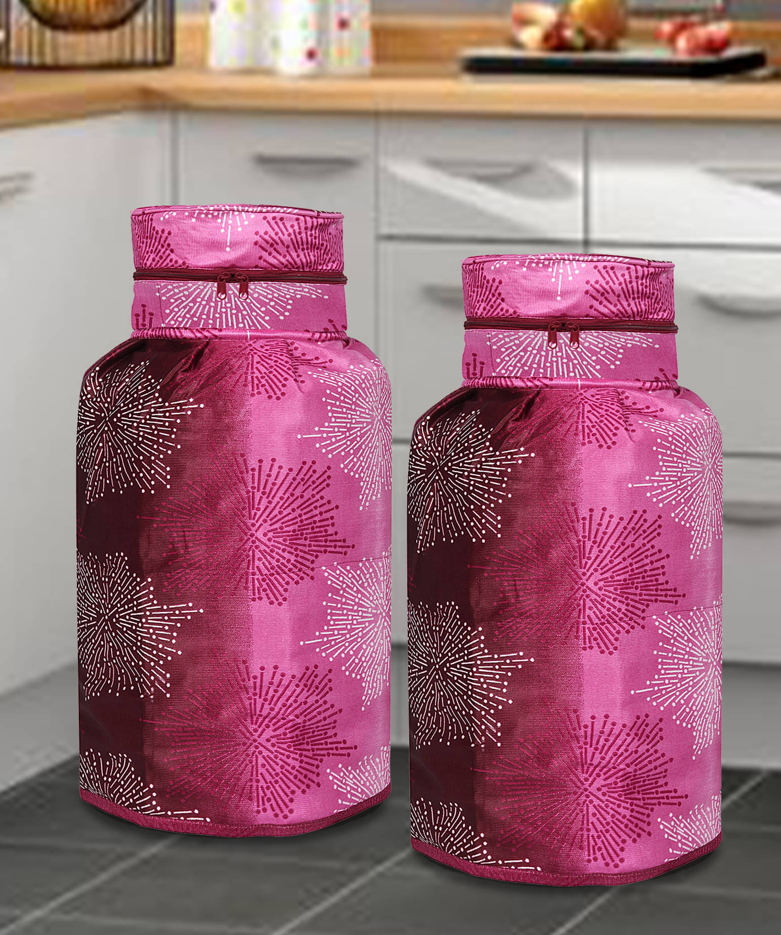 E-Retailer Set of 2 Polyester Pink Cylinder Cover E-Retailer Set of 2 Polyester Pink Cylinder Cover