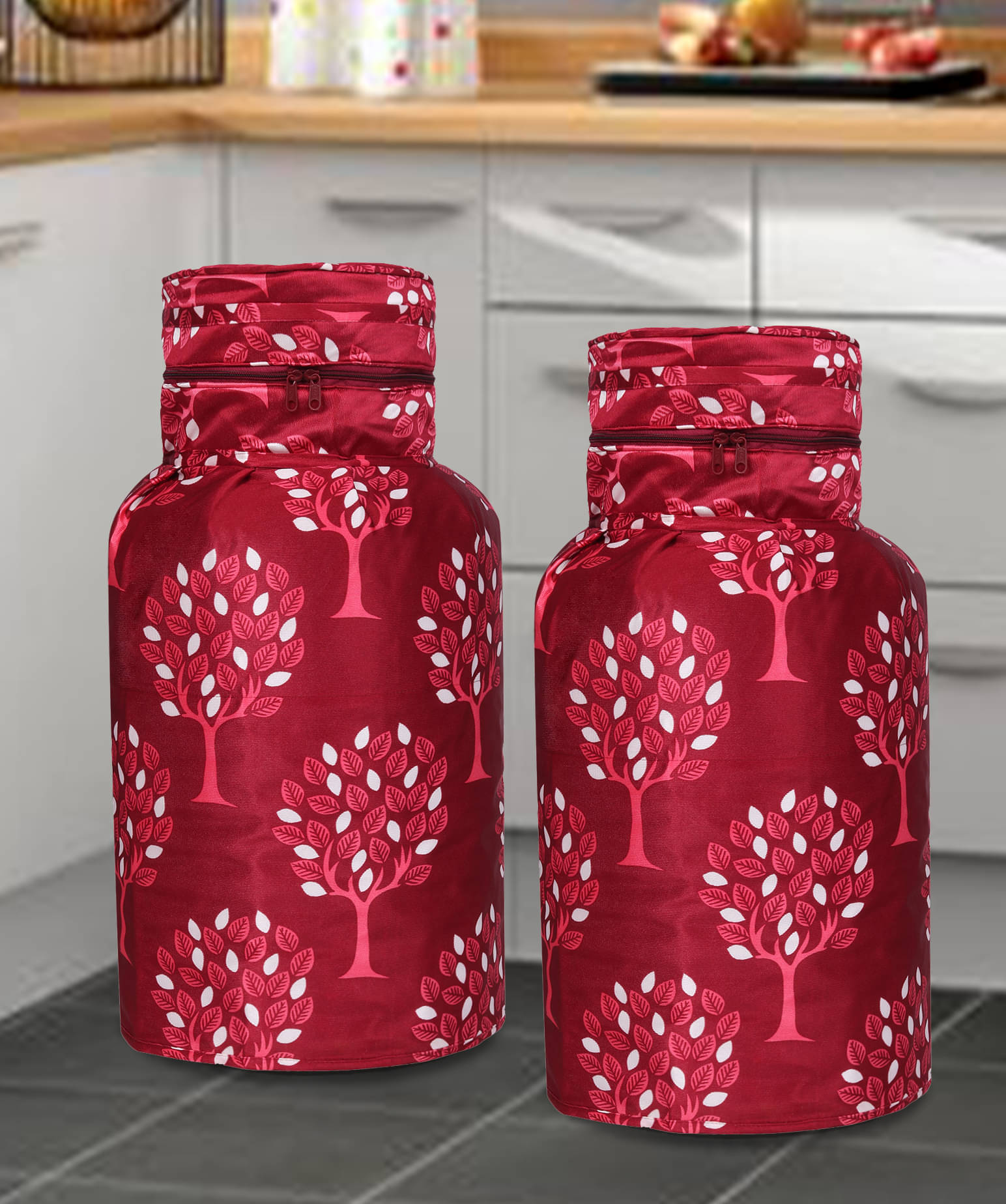 E-Retailer Set of 2 Polyester Maroon Cylinder Cover E-Retailer Set of 2 Polyester Maroon Cylinder Cover